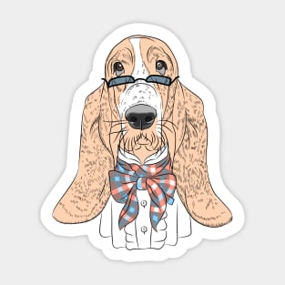 Hipster dog Basset Hound Sticker